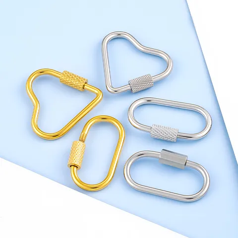 Stainless Steel Geometric Screw Clasp Heart Oval Function Clasp Connector For DIY Bracelet Necklace Bag Accessories Jewelry Findings
