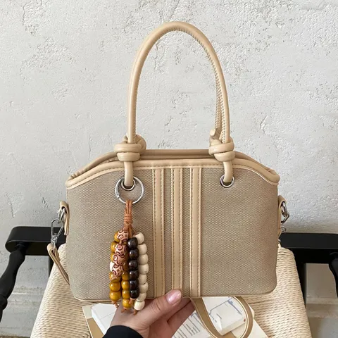 Women Commute Large Capacity PU Leather Crossbody Bag Fashion Casual Vintage Shoulder Bag With Pendant Handbag