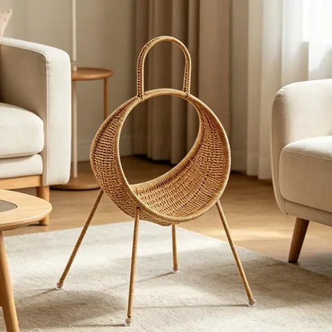 Creative Imitation Rattan Storage Basket Living Room Magazine Newspaper Holder Pastoral Style Woven Sundries Organizer