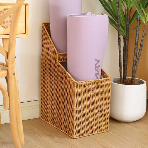 Minimalist Plastic Rattan Umbrella Bucket Storage Rack Multi Layer Tiered Stand Home Office Hallway Organizing Basket