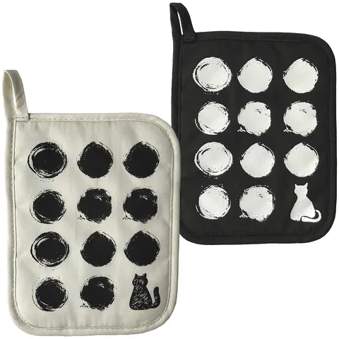 Cotton Twill Polka Dot Pot Holder For Kitchen Cat Pattern Heat Insulation Table Place Mat Countertop Protective Pad Decoration