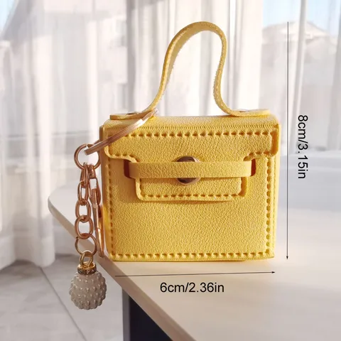 Porte-clés Mini Sac en Cuir Avec Pendentif Perle Charm Mignon pour Sac Quincaillerie Métallique Anneau de Clés pour Accessoires de Sac à Main de Femmes
