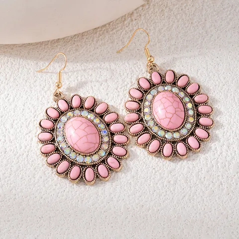 Bohemian Turquoise Fringe Alloy Earrings Vintage Ethnic Style Drop Dangle Earrings For Women Fashion Jewelry