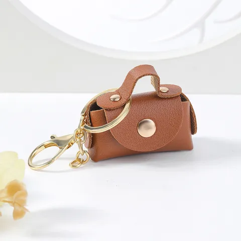 Mini Porte-clés Sac à Main en Cuir PU Mignon Support Anneau Clé Voiture Porte-monnaie Portable Pendentif Petit Cadeau Créatif