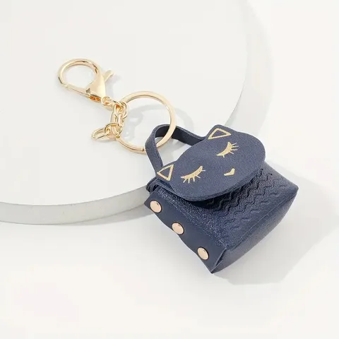 Porte-clés Chat Mignon Mini Portefeuille Monnaie en Cuir PU Mignon Animal Chaîne de Clés Pendentif Cadeau Pour Femmes