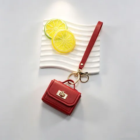 Sac de Rangement pour Écouteurs Mini Cadenas en Cuir PU Mignon Porte-Monnaie Porte-Clés Pendentif de Sac