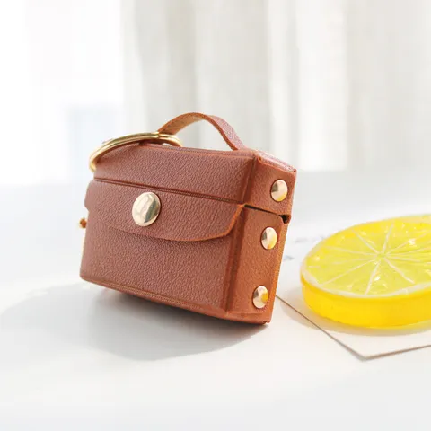 Mini Étui en Cuir pour Écouteurs Porte-clés的多功能 Porte-monnaie Anneau de Clé de Voiture Pendentif de Sac Accessoires de Mode