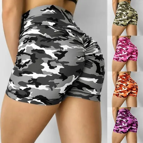 Women's Camouflage Print High Waist Butt Lift Yoga Shorts Fitness Workout Gym Activewear Athletic Bottoms