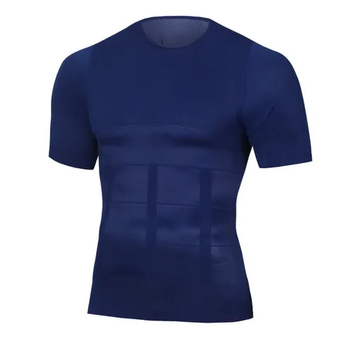 Men's Sports Compression Shirt Short Sleeve Slimming Tummy Control Body Shaper Workout Fitness Training Top