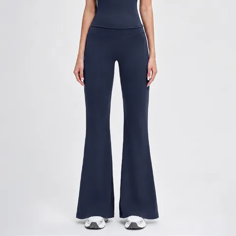 Women's High Waist Micro Flare Yoga Pants Butt Lifting Athletic Cargo Pants With Pockets Workout Activewear Trousers