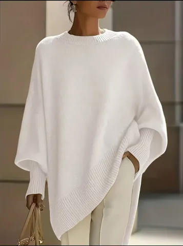 Maglione Pullover Donna Casual Largo Tinta Unita Manica Lunga Girocollo Manica a Pipistrello Autunno Inverno Maglieria