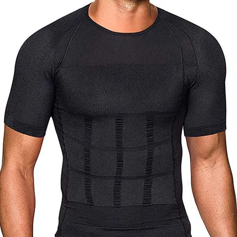 Men's Sports Compression Shirt Short Sleeve Slimming Tummy Control Body Shaper Workout Fitness Training Top