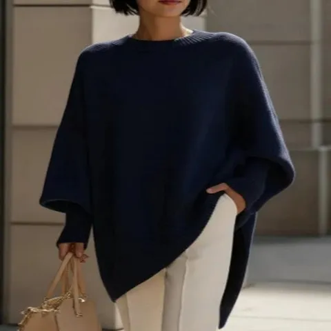 Maglione Pullover Donna Casual Largo Tinta Unita Manica Lunga Girocollo Manica a Pipistrello Autunno Inverno Maglieria