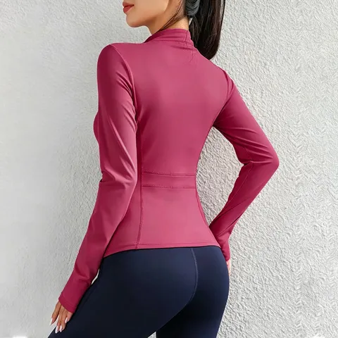 Women Slim Fit Full Zip Athletic Jacket Long Sleeve Running Fitness Yoga Sports Top Activewear