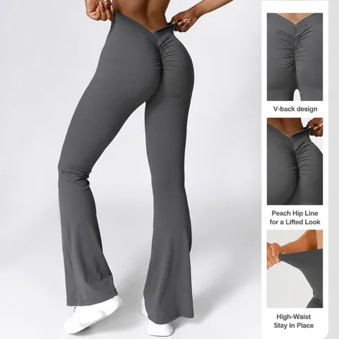 Women's High Waist V-Waist Butt Lifting Yoga Flared Pants Quick Dry Slim Fit Fitness Workout Pants