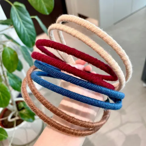 Korean Style Double Layer Wool Yarn Wrapped Hair Band Minimalist Solid Color Hair Hoops Fashion Hair Accessories