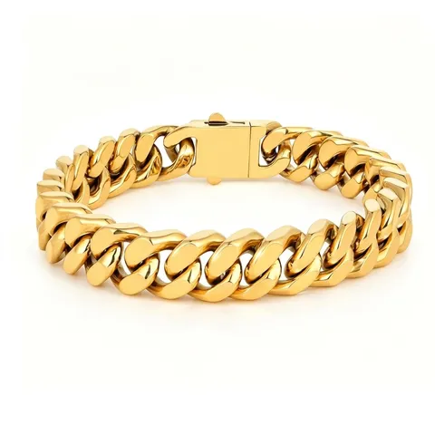 Classico Bracciale a Catena Cubana da Uomo in Acciaio Inossidabile al Titanio Oro Nero Argento Lucidato Gioielli Hip Hop