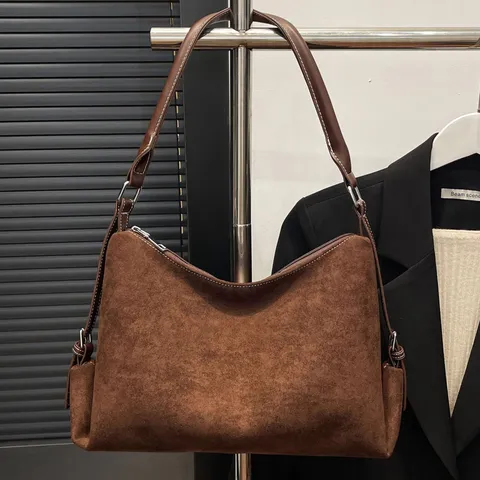 Bolso Almohada de Cuero PU Retro para Mujer Gran Capacidad Bolso de Hombro Axila Moda Casual Color Sólido Tote Handbag