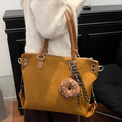 Women Vintage Large Capacity Tote Bag PU Leather Commuter Shoulder Underarm Bag Casual Fashion Handbag