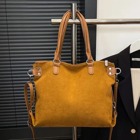 Women Vintage Large Capacity Tote Bag PU Leather Commuter Shoulder Underarm Bag Casual Fashion Handbag