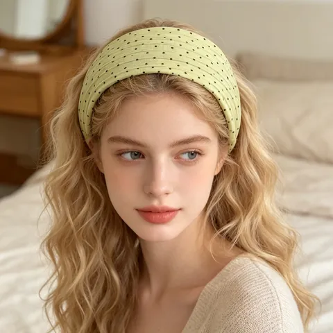 Retro Polka Dot Wide Hair Hoop For Women Fabric Headband Fashion Daily Hair Accessories Vintage Hair Styling Headwear