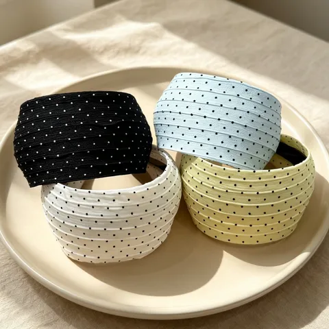 Retro Polka Dot Wide Hair Hoop For Women Fabric Headband Fashion Daily Hair Accessories Vintage Hair Styling Headwear