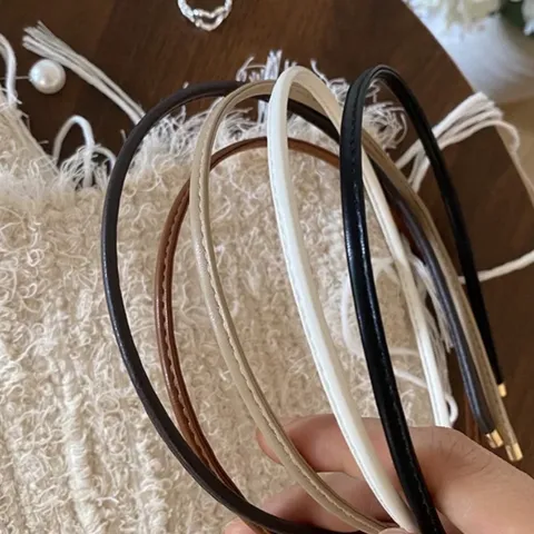 Minimalist PU Leather Thin Headband For Women French Chic Hair Hoop Daily Hair Accessories
