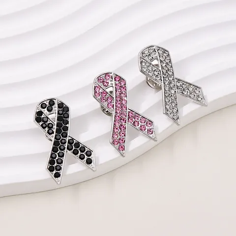 Broche de Cinta de Concientización Benéfica Aleación Diamante de Imitación Esmalte Lazo Broches Pin Conmemorativo Joyería de Moda Accesorios Para Mujeres Hombres