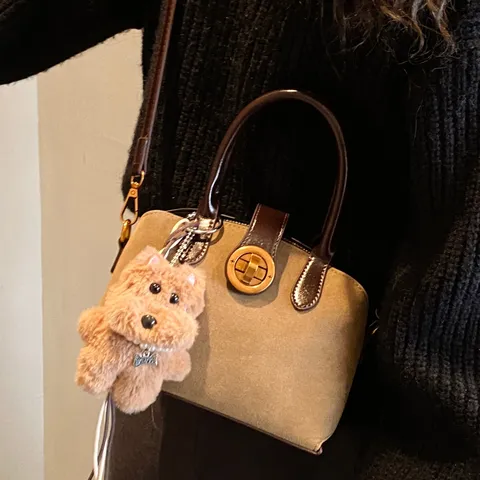 Women's Retro PU Leather Handbag Simple Versatile Shoulder Bag Casual Chic Crossbody Bag With Metal Lock