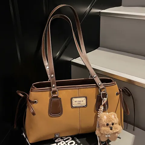 Γυναικείο Δέρμα PU Tsanta Masxalis Vintaz Monoxromo Casual Shoulder Bag Astiko Minimalist Tote Me Kremasto