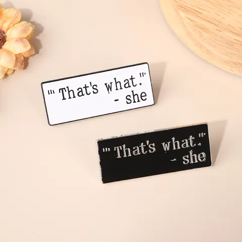 Minimalist Zinc Alloy Enamel Speech Bubble Brooch Geometric Black White English Quote Pin Fashion Clothing Accessories