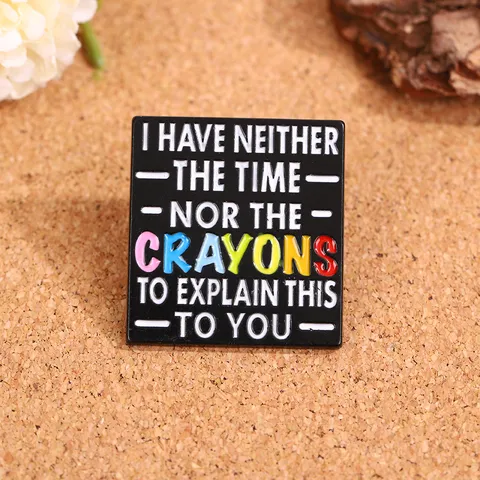 Legering Letter Brooch Grappige Slogan Crayon Citaat Emaille Broche Speld High-End Mode Sieraden Accessoires Voor Unisex