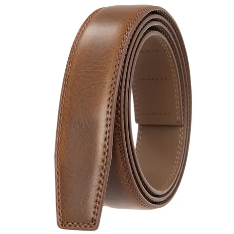 Sangle de Ceinture en Véritable Cuir pour Hommes Sangle de Remplacement de Boucle Automatique Ceinture Décontractée d'Affaires Sans Boucle