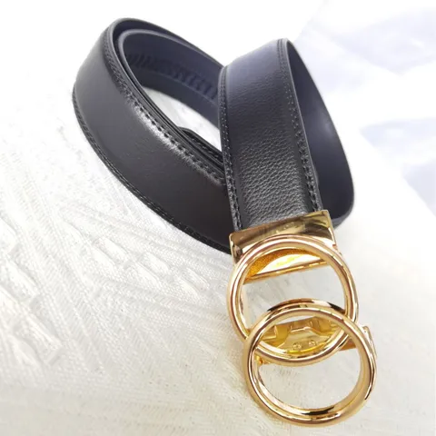Ceinture en Cuir Véritable pour Hommes Business Casual Boucle Automatique Design Double Anneau Ceinture Polyvalente pour Pantalons