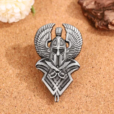 Vintage Viking Ridder Vleugel Zwaard Broche Pin Legering Antiek Zilver Retro Badge Pak Receptie Sieraden Accessoires Voor Mannen Vrouwen