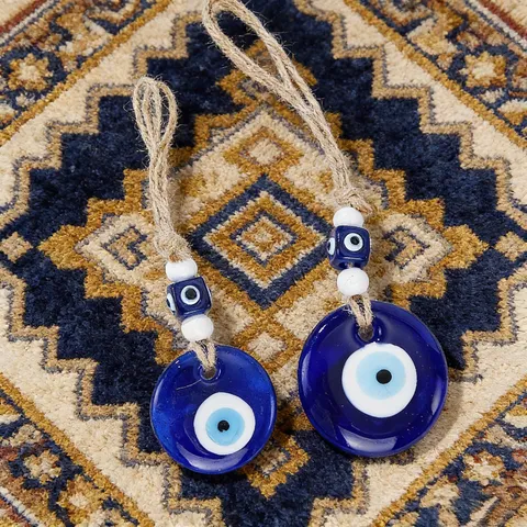 Esotico Occhio Turco Blu Ornamento Appeso Vetro Resina Fatto a Mano Muro Amuleto Protezione Casa Ufficio Giardino Decor Artigianato Appeso