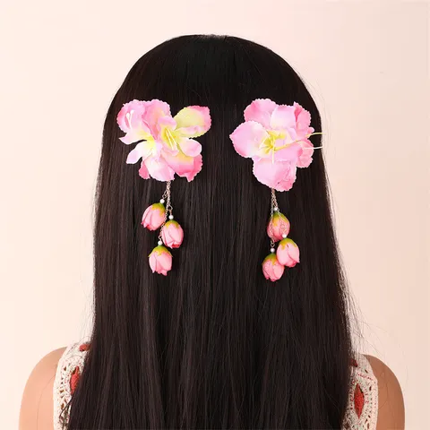 Antieke Stijl Hanfu Zijden Bloem Haarspeld Kwastje Haarspeld Leuke Haaraccessoires Voor Vrouwen Dagelijks Feest Haar Styling Sieraden