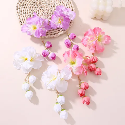 Antieke Stijl Hanfu Zijden Bloem Haarspeld Kwastje Haarspeld Leuke Haaraccessoires Voor Vrouwen Dagelijks Feest Haar Styling Sieraden