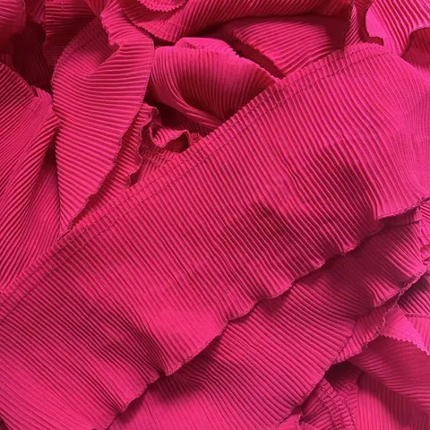 Rose Red Pleated Chiffon Lace Trim Soft Ruffled Fabric Ribbon For DIY Dress Sewing Curtain Craft Accessories
