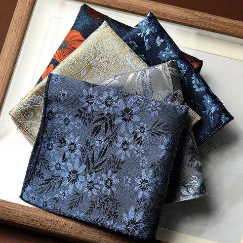 Men's Vintage Paisley Floral Pocket Square Polyester Jacquard Handkerchief Business Suit Pocket Square For Wedding Banquet Party