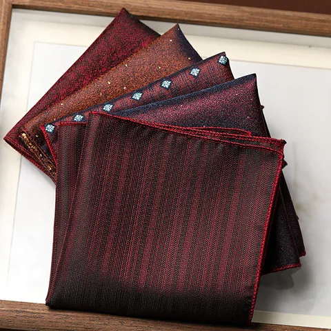 Men Pocket Square Polyester Jacquard Floral Pattern Formal Suit Handkerchief For Wedding Business Vintage Style Accessories