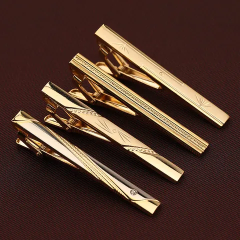 Gold Kupfer Krawattennadel Für Herren Business Formell Anzug Zubehör Mit Geschenkbox Strass Graviertes Design Krawattenklammer Schmuck Geschenk