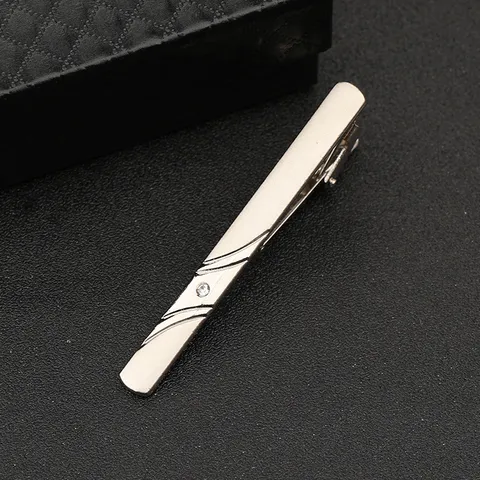 Metal Tie Clip For Men Women Business Formal Tie Bar Gold Silver Tone Rhinestone Inlaid Geometric Tie Clasp For Wedding Suit Accessory