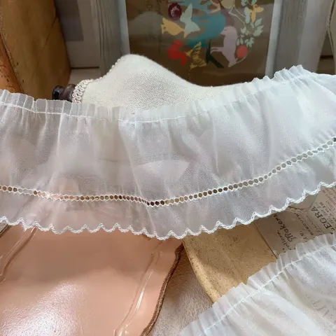 Weiße Organza Spitzenborte Gekerbte Pikotkante Ausgehöhlter Nähstoff Für Bekleidung Kragen Manschette DIY Heimdekoration