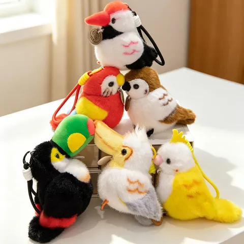 Lindo Juguete de Pájaro de Peluche de Hombro Magnético Animal de Peluche Colgante Loro Pulsera Bofetada Llavero