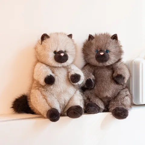 Long Plush Realistic Cat Plush Toy Soft Stuffed Siamese Cat Kitten Pillow Doll For Kids Birthday Gift Home Decor