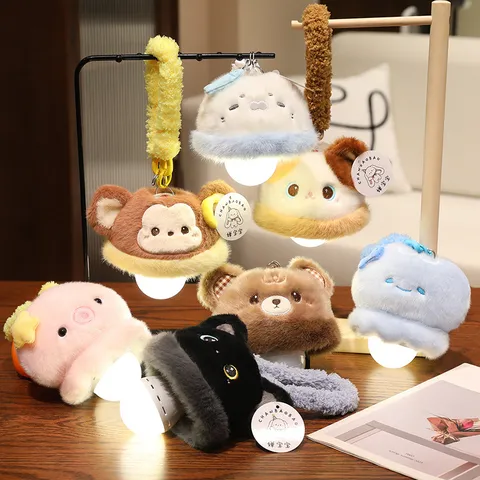 Cute Cartoon Animal Plush Toy Night Light Seal Cat Octopus Bird Owl LED Bedside Hanging Lamp Room Decor Gift