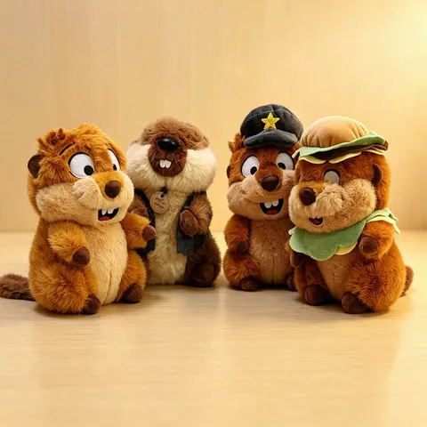 Lindo Castoro Marmota Peluche Muñeco Animal Relleno Con Sombrero Burger Diseño Suave Almohada Juguete Para Regalo De Niños