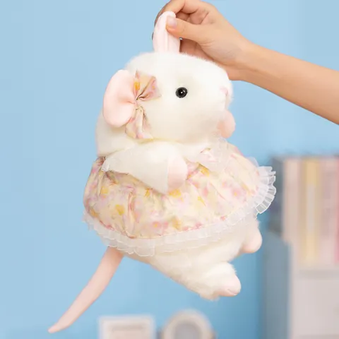 Simpatico Topo Peluche con Vestito Floreale Bambola di Ratto Imbottita Cuscino Animale Decorazione per la Casa Regalo per Fidanzata Bambini