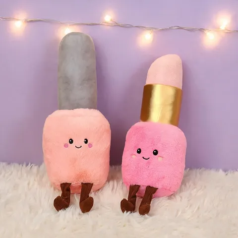 Creative Lipstick Nail Polish Shaped Plush Toy Soft Stuffed Makeup Doll For Girls Room Decor Birthday Gift Polyester Plushie